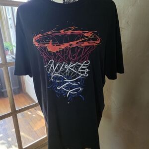 Nike Black Tee with Red and Blue Basketball Graphic